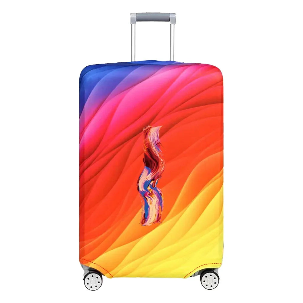 Luggage Cover Travel Suitcase Protective Cover Paint Letter Pattern Dust-Proof Stretch Fabric for 18-32 Inch Baggage Case