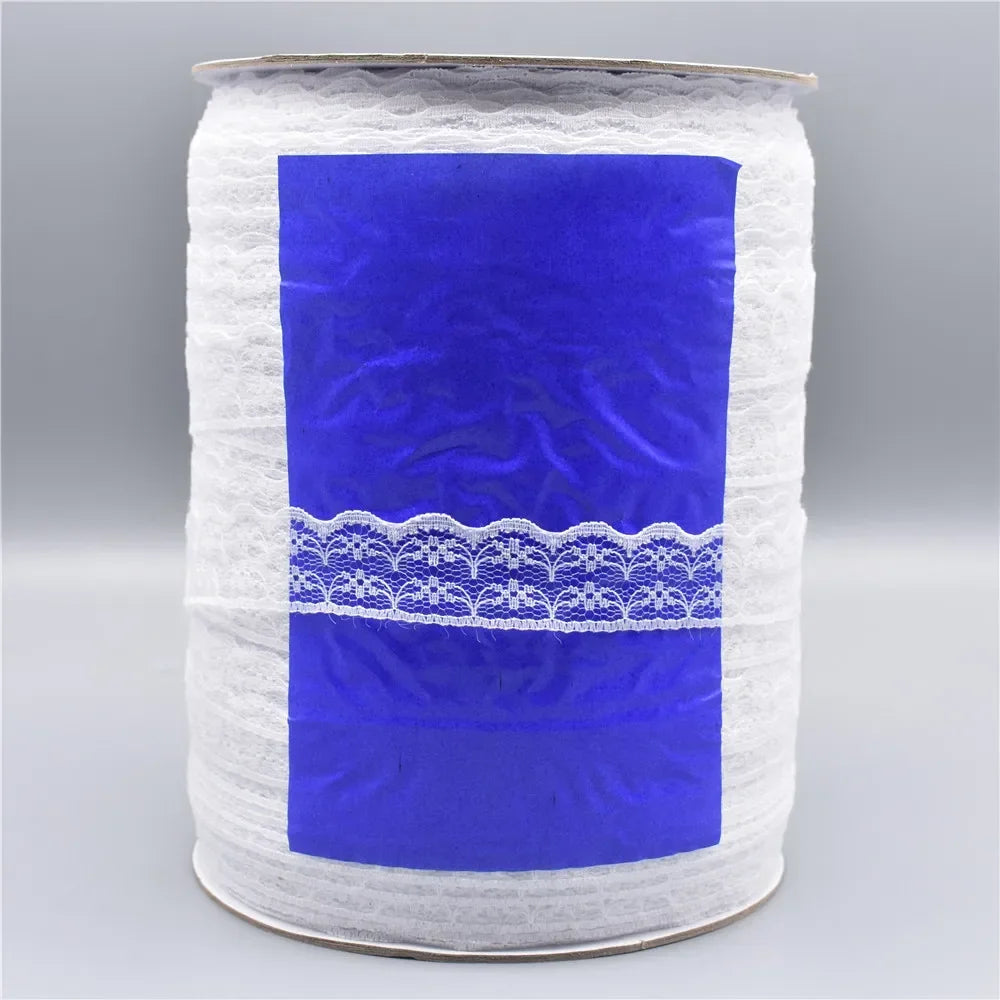 Wholesale 600yards/Roll White Lace Ribbon Width/22mm Lace Trim Fabric Embroidered Sewing Decoration African Lace Fabric Applique