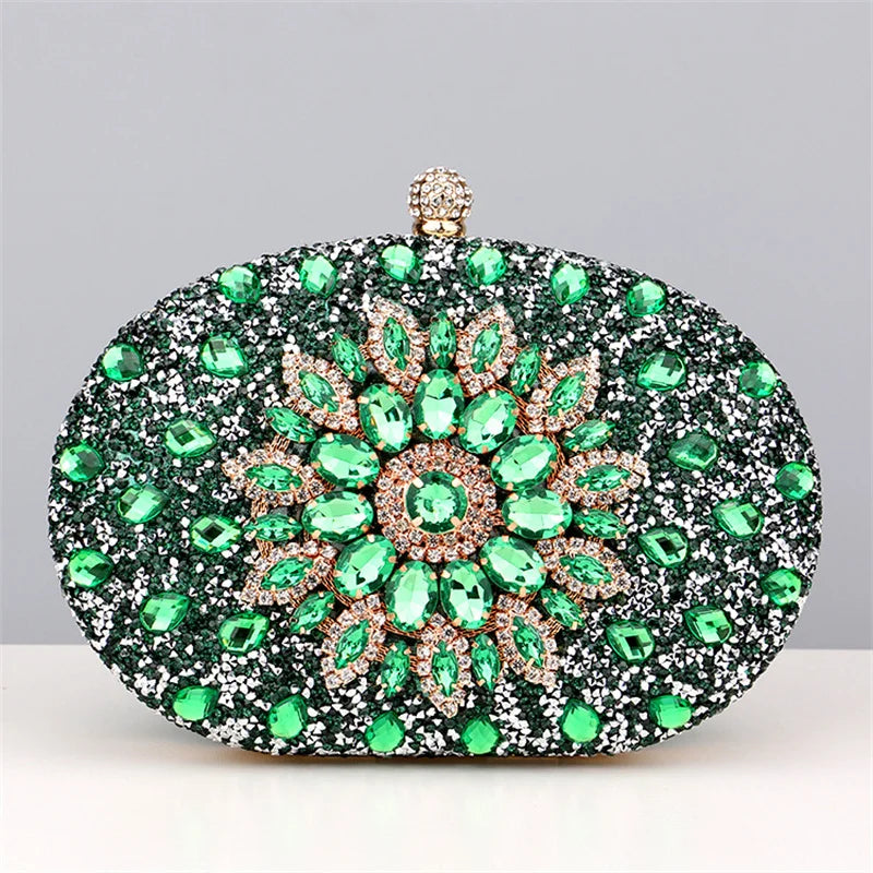 Diamond Crystal Women Make Up Cosmetic Evening Shoulder Messenger Clutch Bag Phone Purse Handbag Golden Silvery Red Pink Black