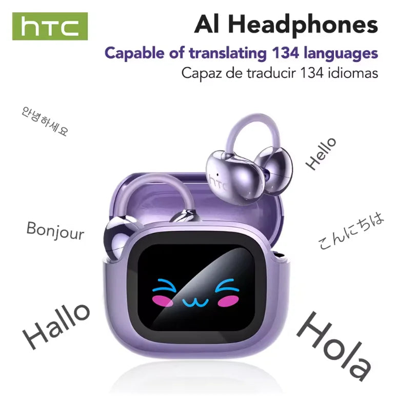 Bluetooth Auricles HTC NE54 Similar NE32 True Wireless Earclip Earbuds Bluetooth 6.0 Touch Color Display HiFi Sound Bone Conduc