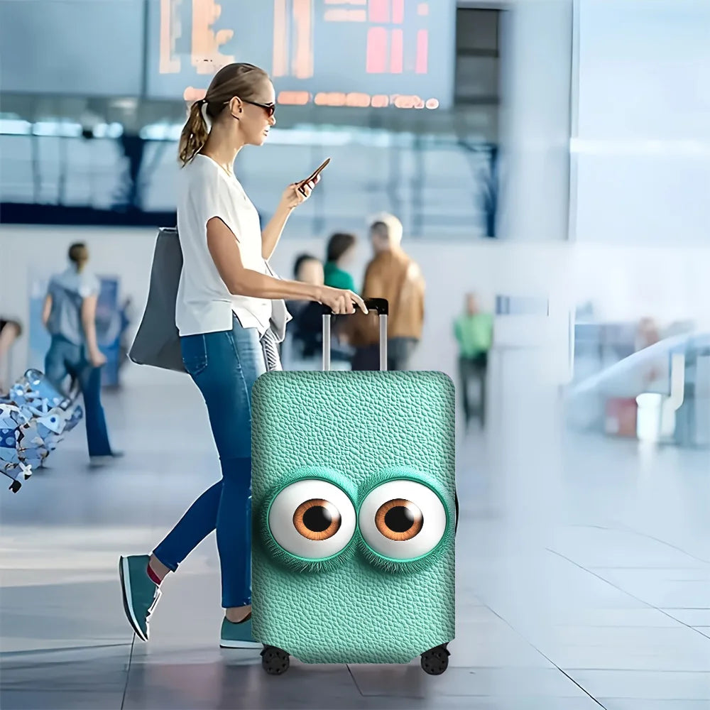 1PC Cartoon Large Eye Print Luggage Cover for luggage sizes 18-32 inches; dust and elastic travel accessories to effectively