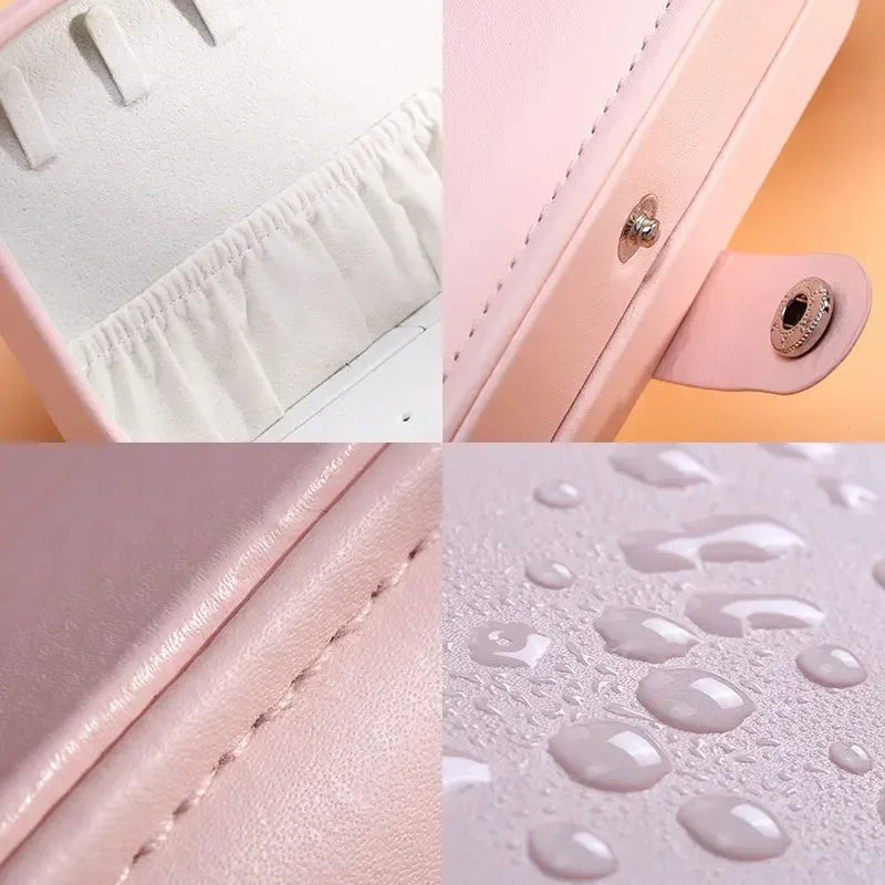 Portable PU Leather Jewelry Organizer - Travel Ring Earrings Necklace Storage Case, with Zipper & Removable Dividers