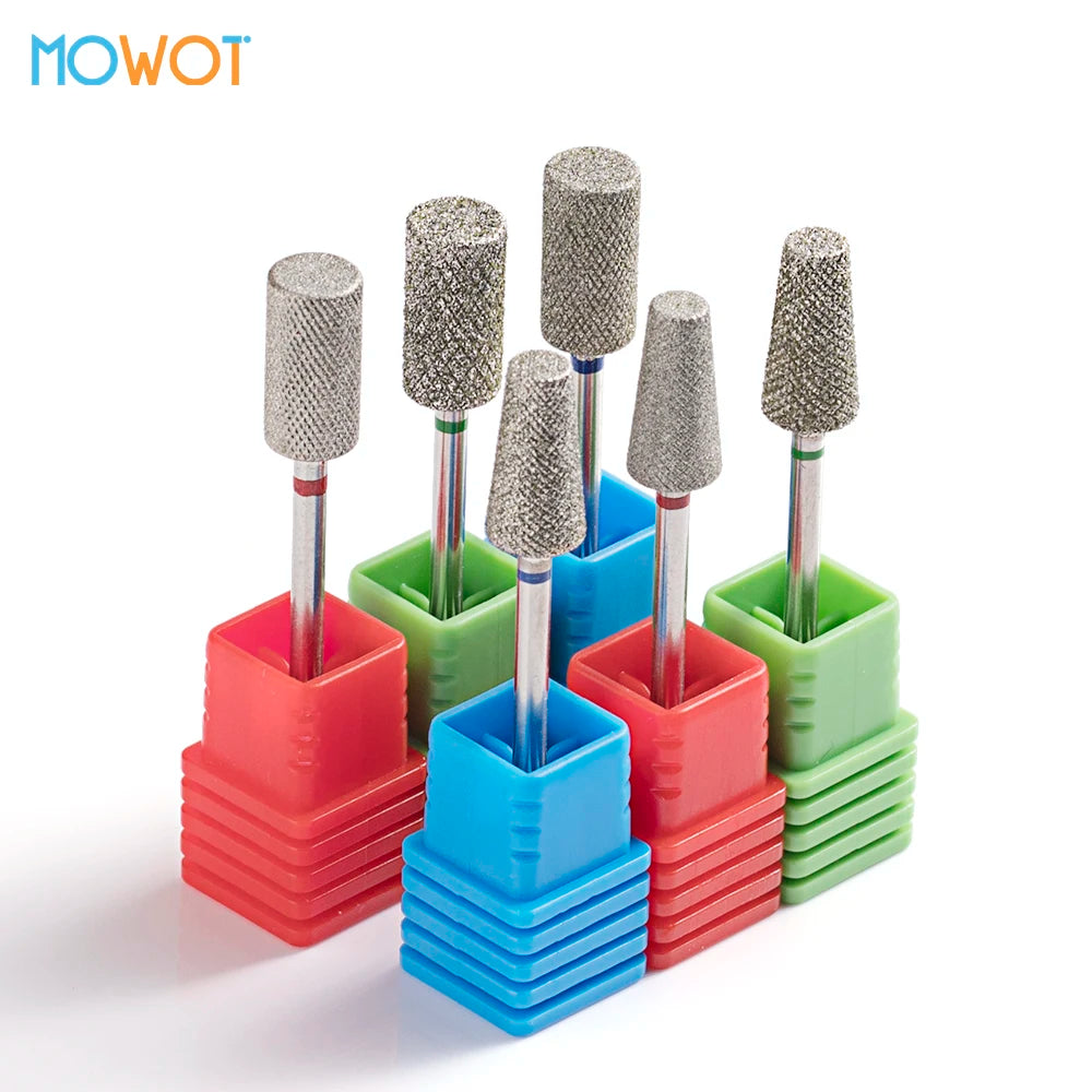 MOWOT Cross Teeth Barrel Diamond Nail Drill Bits 3/32" Rotary Nail Bit Milling Cutter for Manicure Cuticle Clean Burr Nail Tools