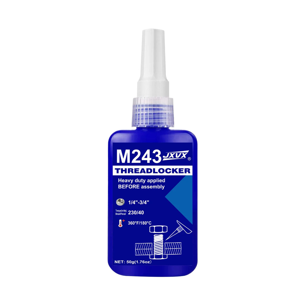 50 ml Blue 243 Medium Strength Threadlocker, Anaerobic Epoxy Sealant, Hardware Adhesive, Removable, for Nuts, Bolts, Fasteners and Metals; Prevents Loosening in the Manufacturing of