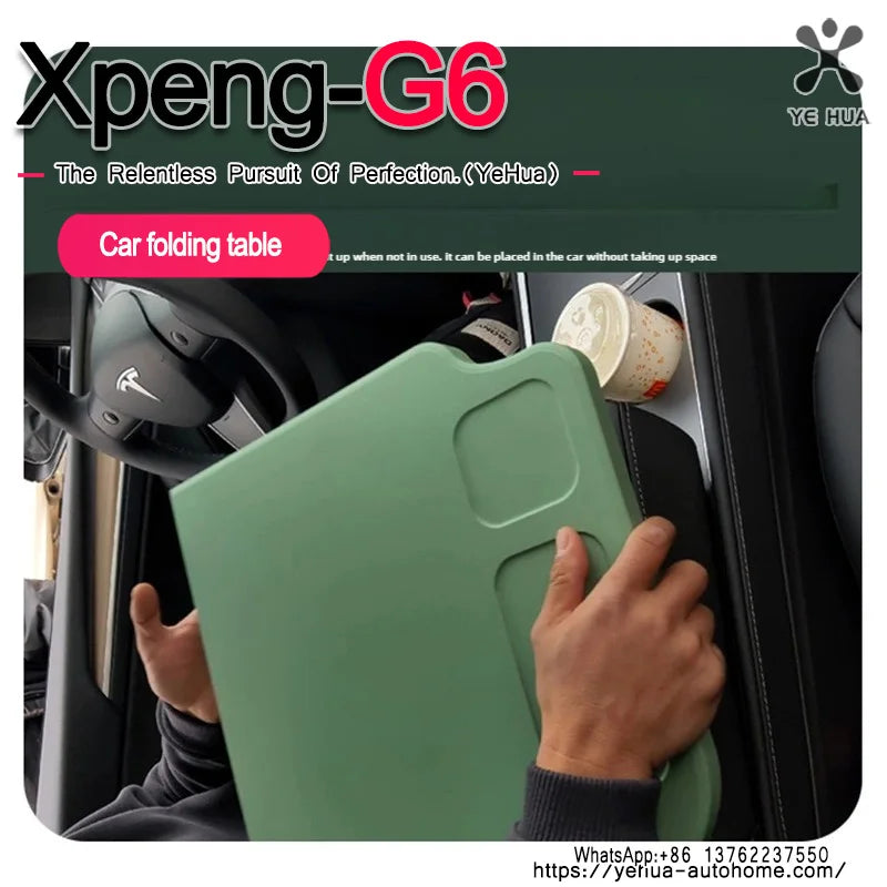 Folding Table For Xpeng G6 2023-2025 Multifunctional Laptop Notebook Desk Food Tray Car Drink Holder Tray Table