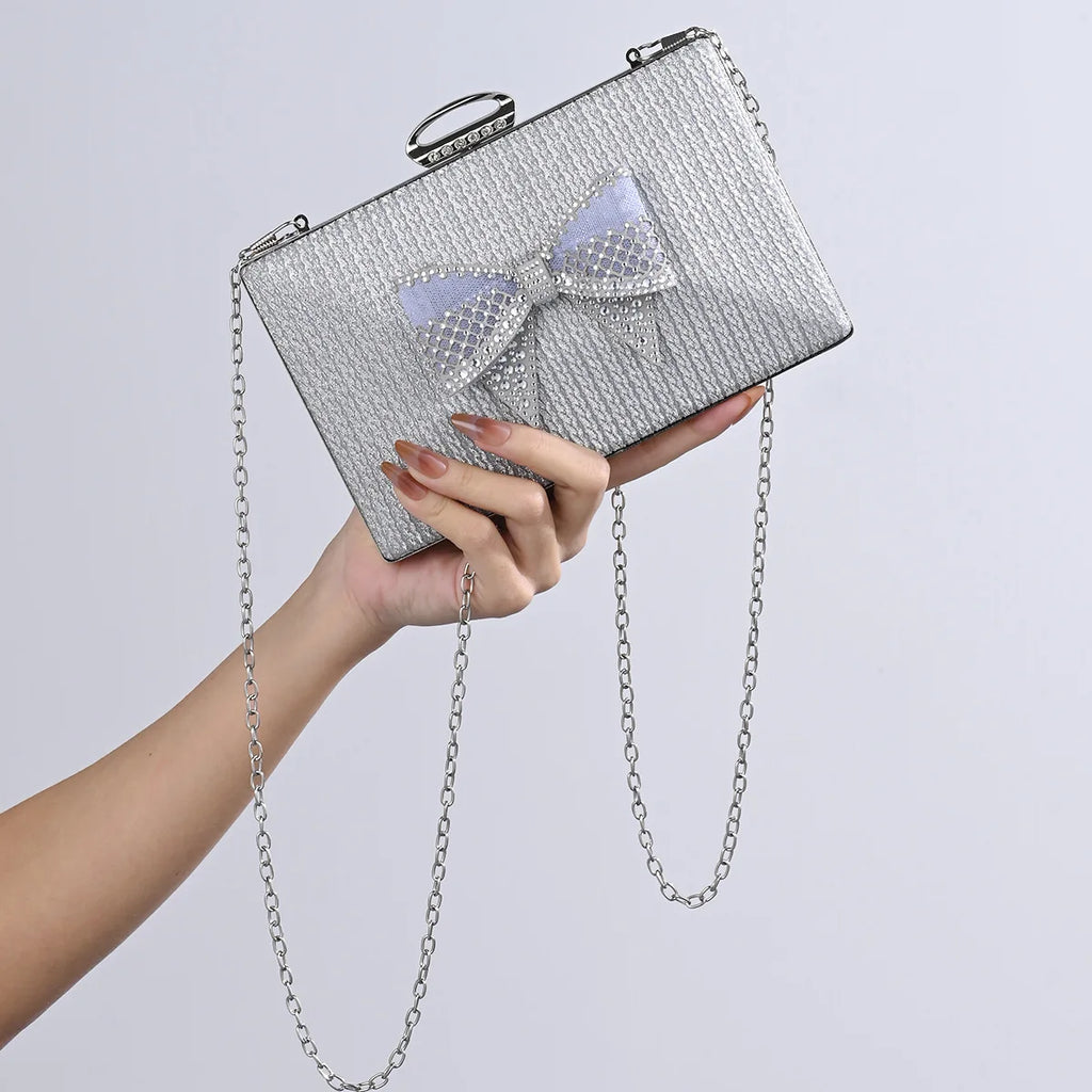 Pretty Bow Diamond Studded Retro Bag Women New Small Square Bags Korean Style Fashion Versatile Commuting Handbags Crossbody Bag