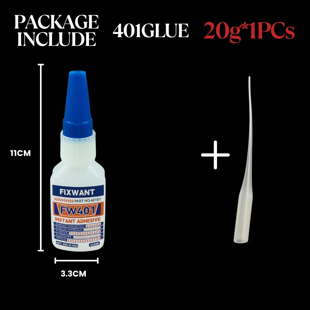20g FW401/406/495/480 Super Glue Instant Quick-Drying Cyanoacrylate Adhesive Leather Rubber Wood Metal Strong Bond Liquid Glue