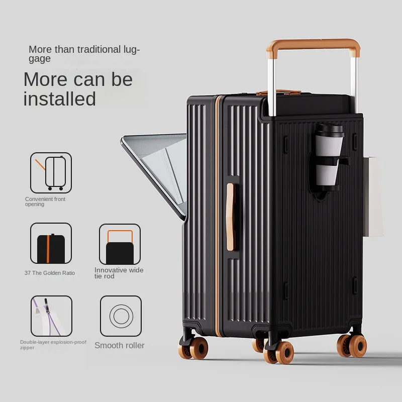 30 inch Wide Handle Luggage with Front Opening Laptop Compartment 24 inch 3:7 Split Suitcase ABS+PC 20 inch Carry-on Suitcase