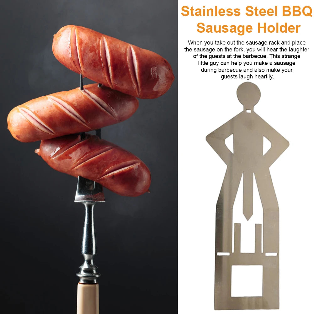 1-5PCS BBQ Sausage Holder Stainless Steel Sausage Roaster Reusable Hot Dog Grill for Outdoor Camping Novelty Party Camping Gifts