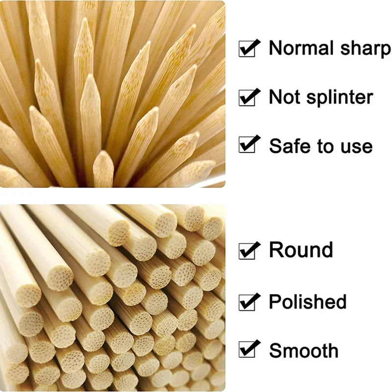 50/200/500Pcs Bamboo Skewers,  12-Inch Wooden Sticks for BBQs, Appetizers, Corn Dog, Fruit, Cocktail - Kitchen & Grill Tools