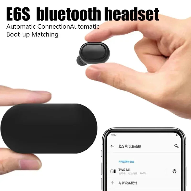 TWS E6S Bluetooth Earphones Wireless Bluetooth Headset Noise Cancelling Headsets With Microphone Headphones For Xiaomi Redmi