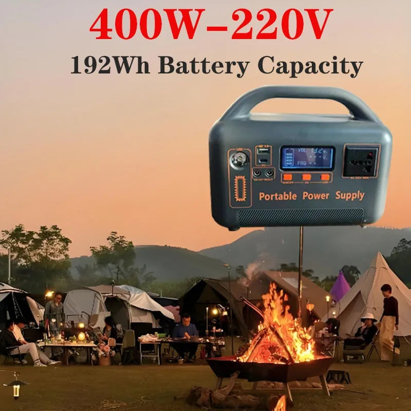 400W Portable Power Station 220V with Solar Generator (Optional) 192Wh Outdoor Emergency Power Bank Camping Power Bank