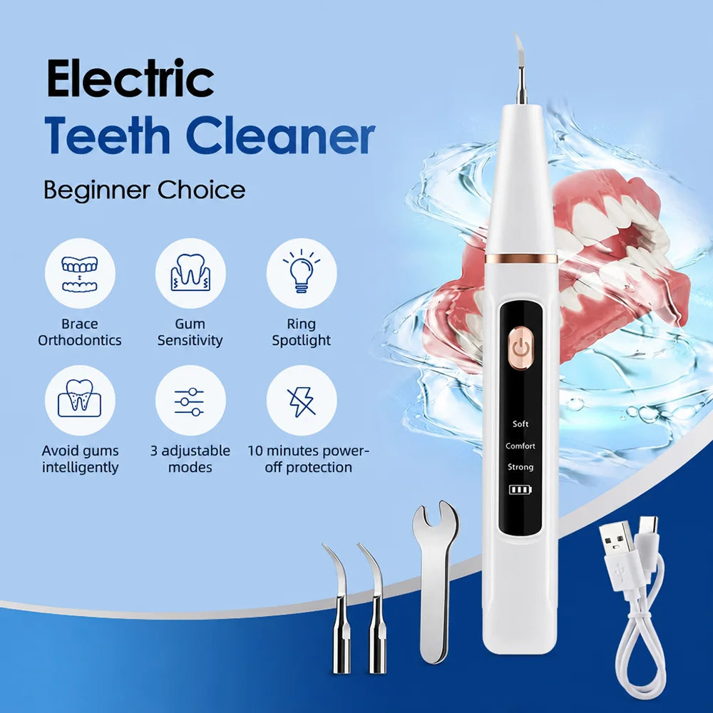 Ultrasonic Tooth Cleaner Dental Scaler Calculus Remover Plaque Tartar Eliminator Dental Stone Removal Teeth Cleaning Tools