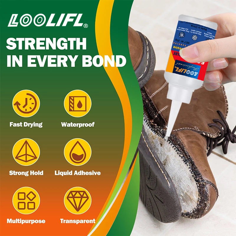 LOOLIFL Strong Shoe Repair Glue Soft Adhesive Worn Shoes Boot Sole BondMulti-Purpose Waterproof Repairing Liquid Tool GLUE 20ml