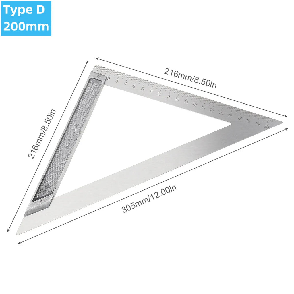 200/250/300mm Aluminum Square Ruler Right Angle 90 Degree Turning Rule Woodworking Measuring Tool Angle Square Carpenter Ruler