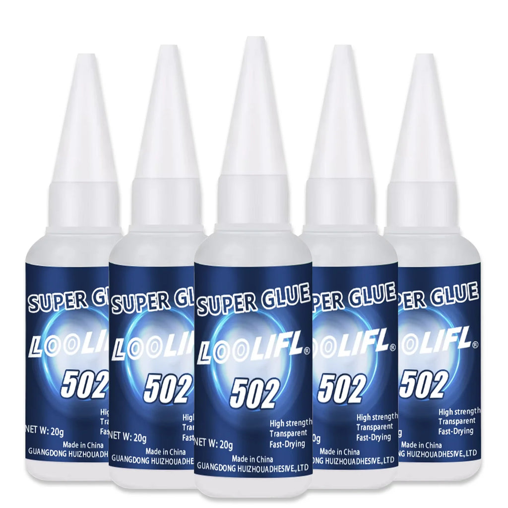 LOOLIFL 1-7PCS 502 Super Glue Cyanoacrylate Adhesive Fast Drying High Strength Transparent Repair Adhesive For Metal Plastic 20g