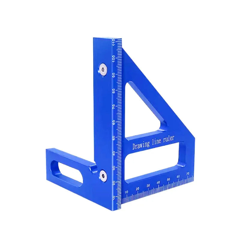 Aluminum Alloy Red Miter Triangle Ruler 45°/90° Woodworking Square Protractor - 3D Multi Angle Layout Measuring Tools