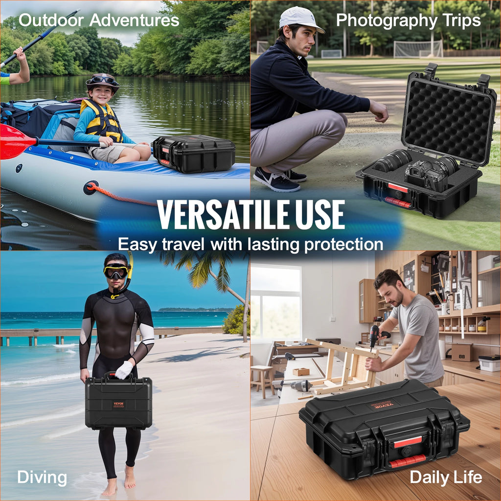 SucceBuy IP67 Weatherproof Hard Case Heavy Duty Protective Case w/ Pre-cut Foam and Handles for Travel Hunting Military Cameras