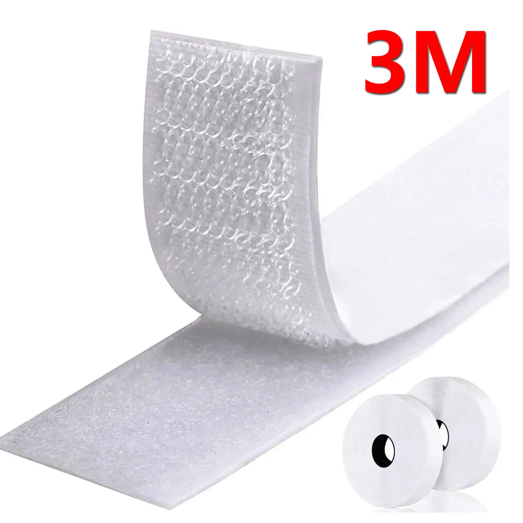 1/3/5M Strong Self-adhesive Fastener Tape Hook and Loop Magic Nylon Sticker Tape adhesive with Glue for DIY Craft 20-50MM White
