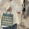 Fashion Contrasting Colors Handbag Knit Playful Lovely Bag Sweet Crossbody Bags for Women Wave Purses and Handbags
