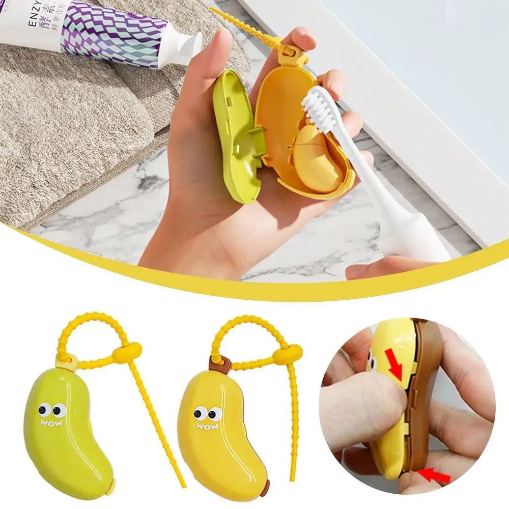 Cute Banana Toothbrush Protective Cover Plastic 2in1 Toothbrush Dust Cap Cover for Toothbrush Bathroom Supplies
