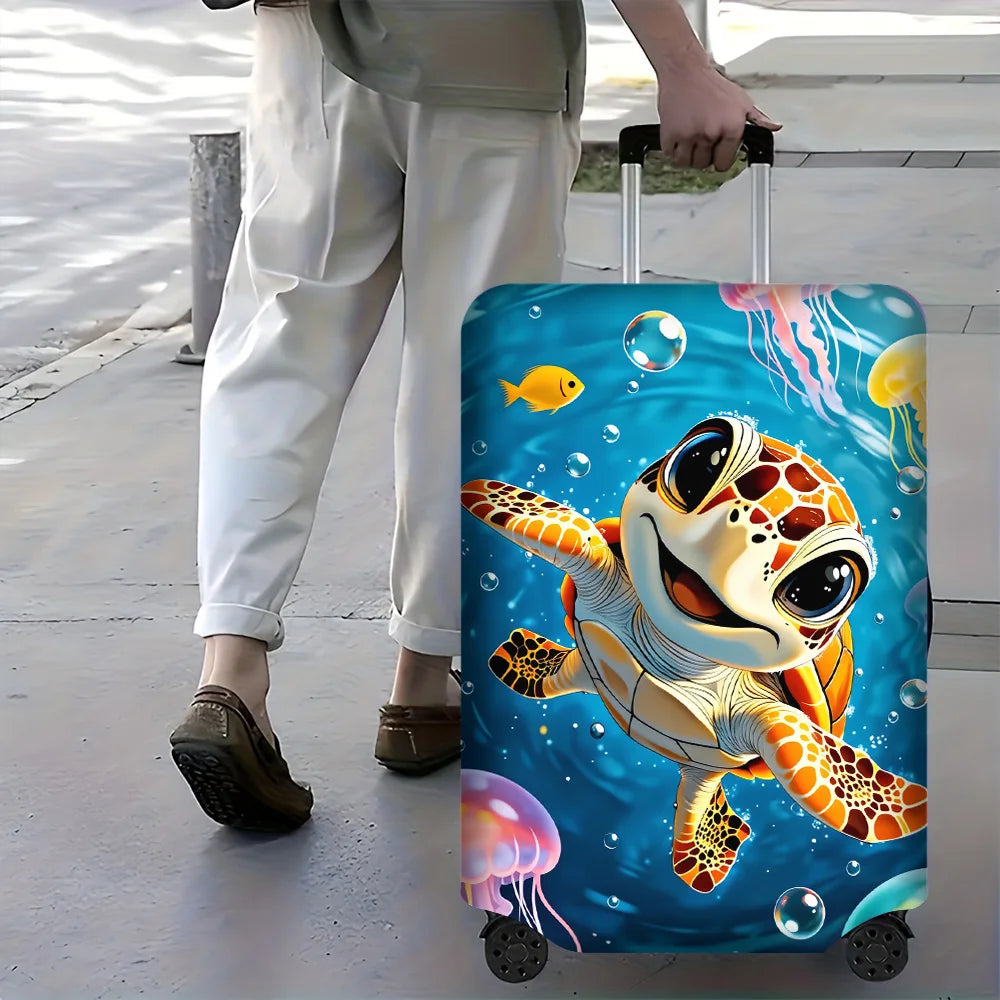 1 PC Turtle Print Luggage Cover for 18 – 32 inch luggage; dust and elastic travel accessories to effectively protect your lug
