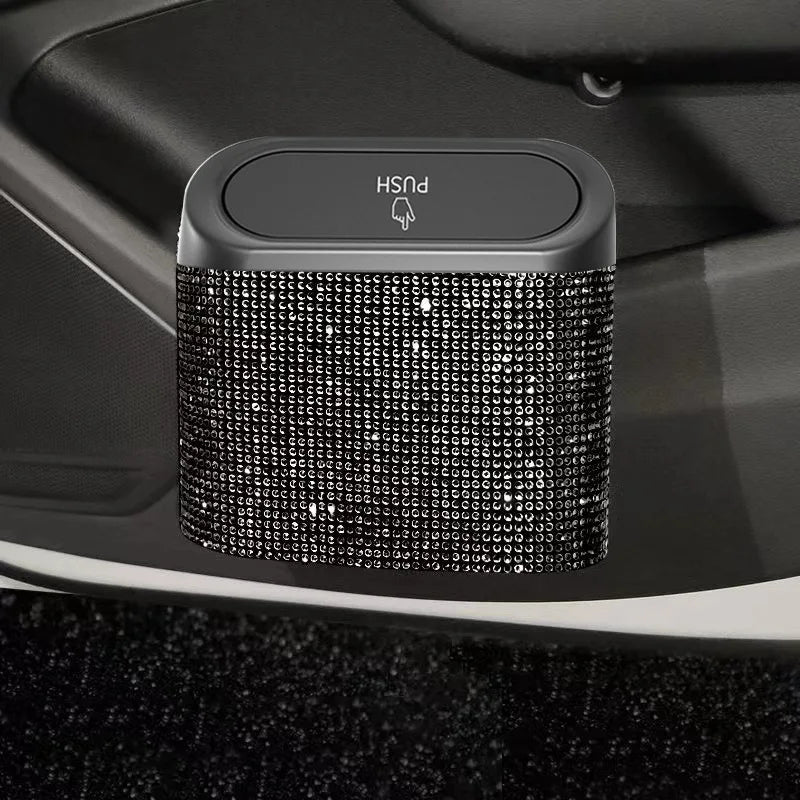 Car Door Trash Bin Bliing Girls Unbrella Storage Box Barrel Plastic Seat Back Garbage Dust Case Trash Can For Women Interior