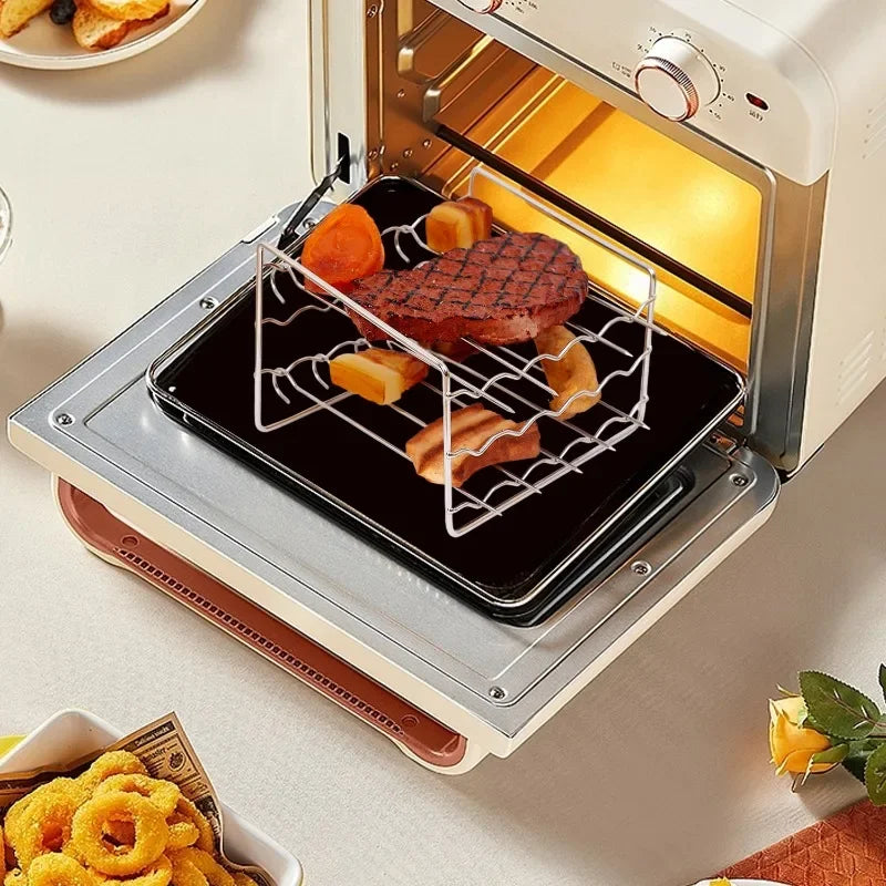 Stainless Steel Roasting Rack Air Fryer Special Grill BBQ Hanging Skewers Rack Reusable Baking Stick Needle Kebab Cooking Tools