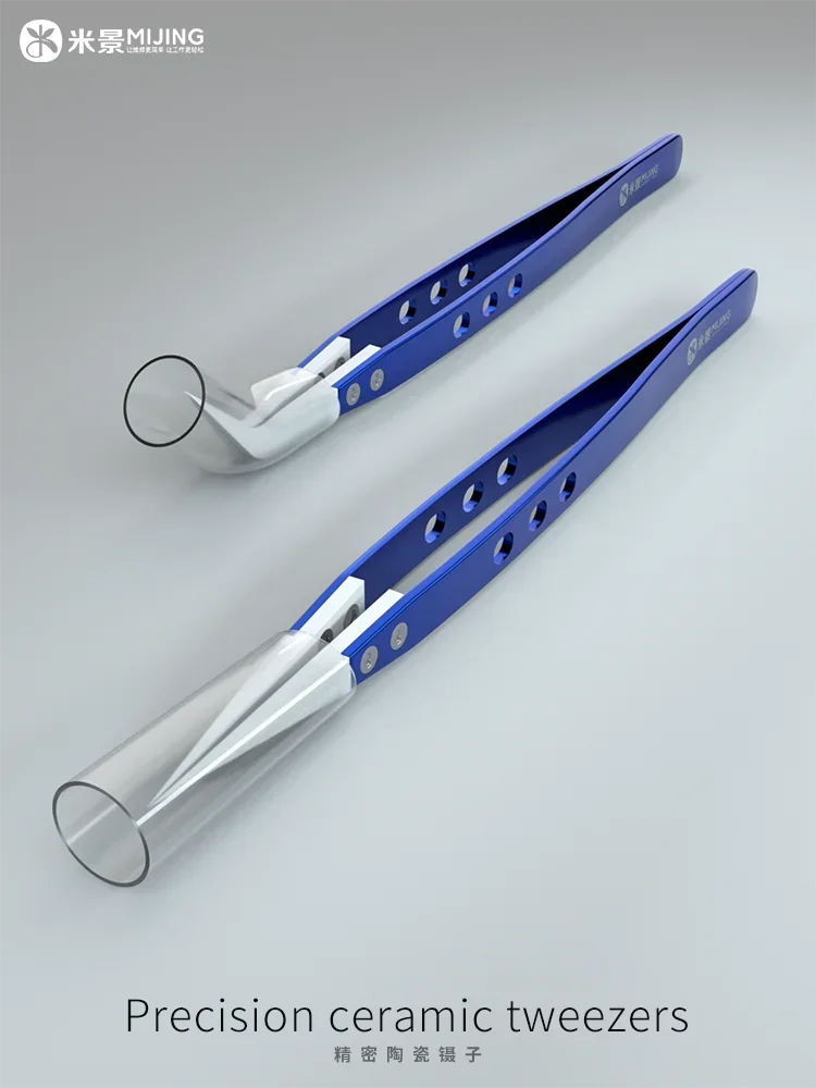 MiJing Anti-static Ceramic Stainless Steel Ultra Fine Tweezers Maintenance Industrial Precision For Phone Mainboard Repair Tools