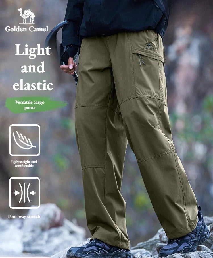 Golden Camel Men's Outdoor Hiking Pants 2026 Summer Sports Waterproof Straight Paratrooper Light Loose Mountaineering Pants