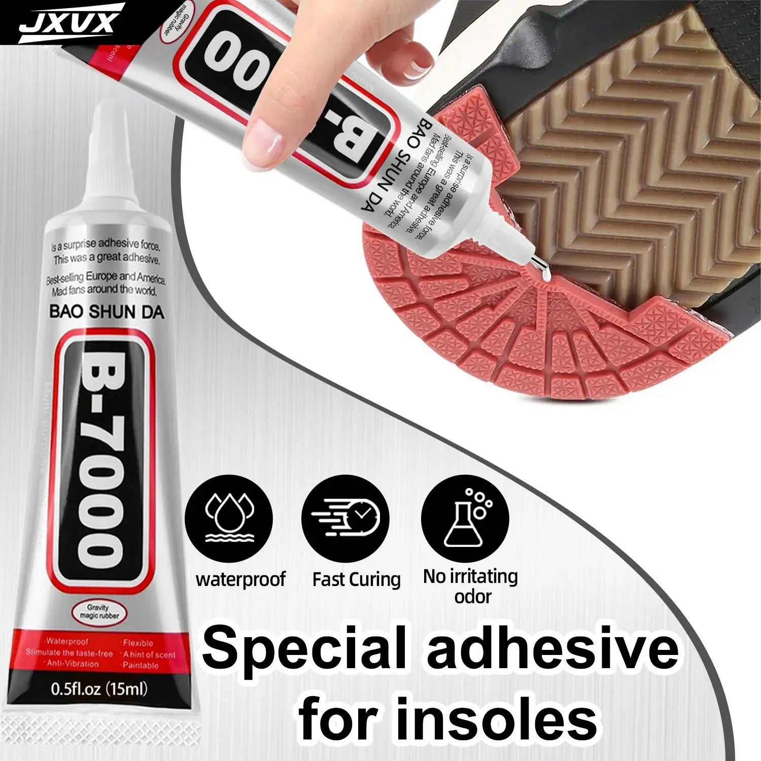 B7000 Shoe Glue, Professional Grade B-7000 Repair Adhesive for All Footwear Instant Bond,Clear Drying,Flexible, & Durable for Shoe Edge Anti-vibration Universal Glue 15/50/110ML.