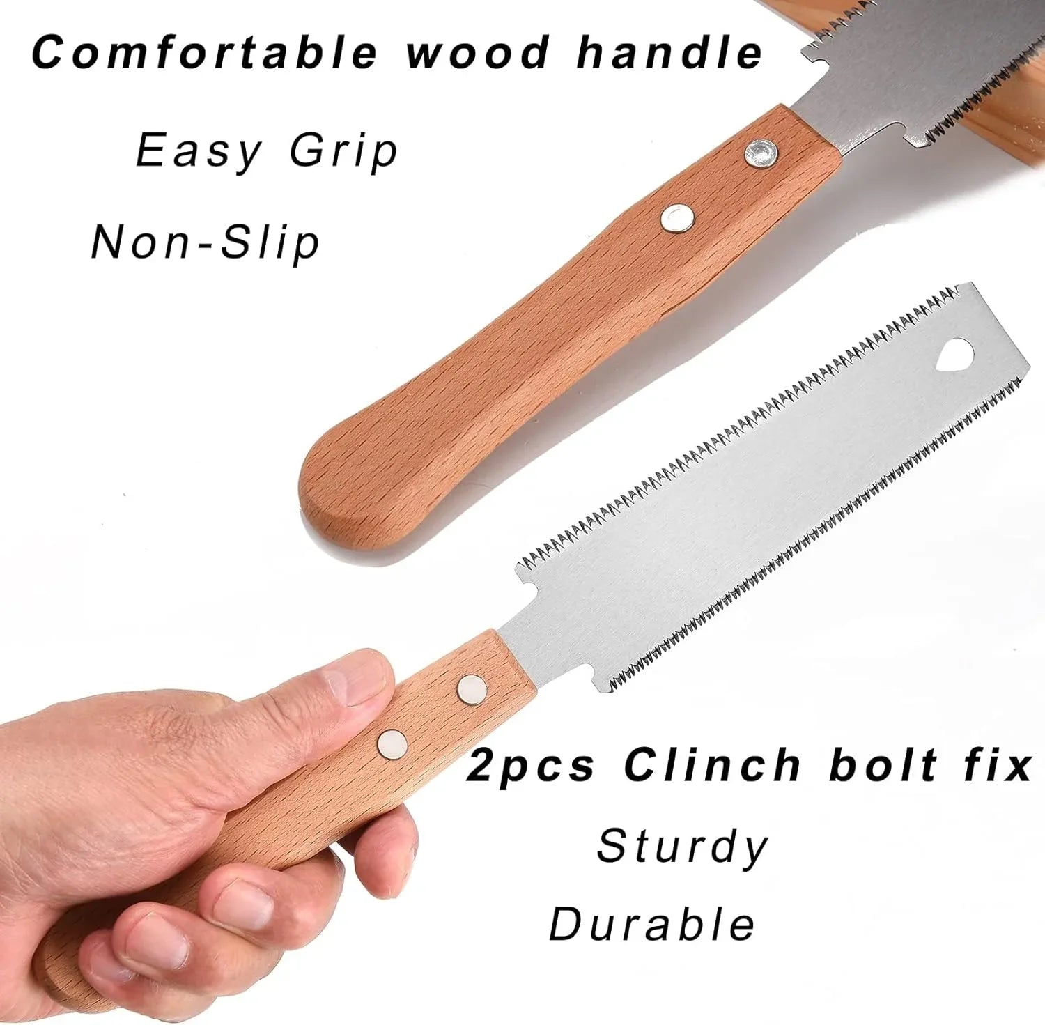 Single/Double Sided Fine Tooth Wood Saw Non-slip Wooden Handle Pull Saw Straight Handle Flexible Single Edge Pull Saw Trim Tool