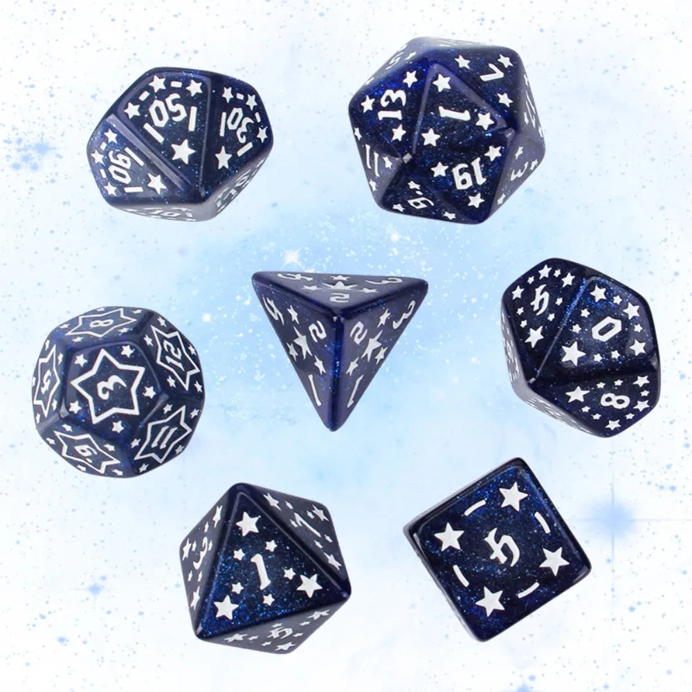 7PCS New Acrylic Star Dice Set 8 Colors D4 D6 D8 D10 D12 D20 Sharp Corner Dice Polyhedral Table Games Dice Gift