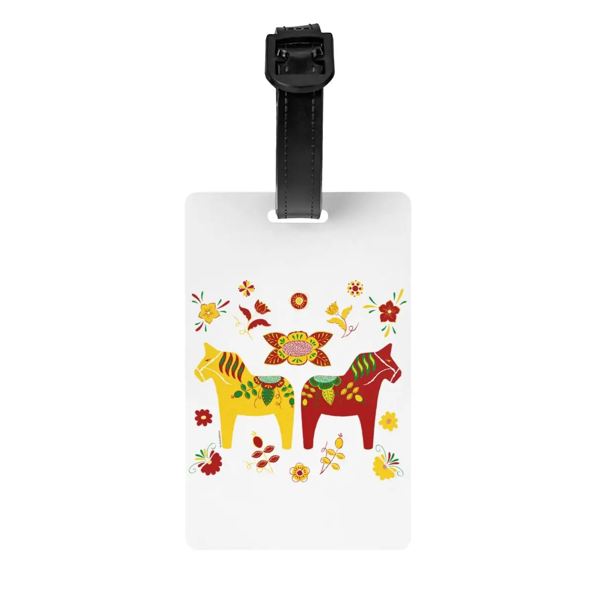 Custom Swedish Folk Cats Luggage Tag With Name Card Privacy Cover ID Label for Travel Bag Suitcase