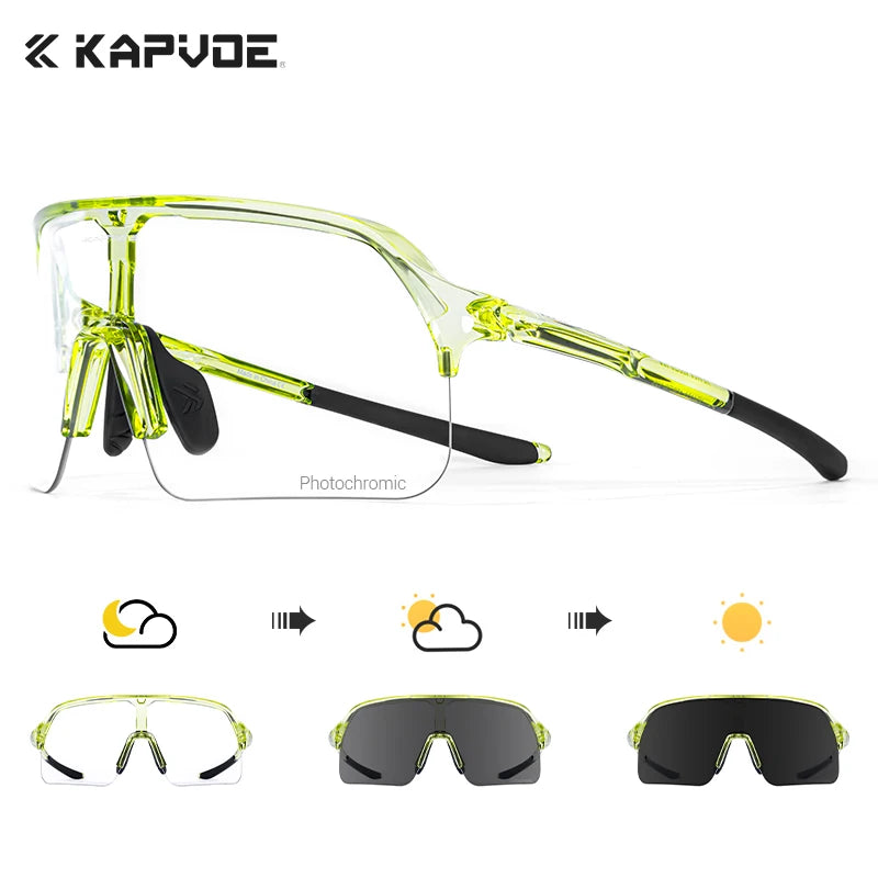 Kapvoe Photochromic Hiking Eyewear Sunglasses for Man Cycling Glasses Bicycle Cycling Women MTB Bike Outdoor Sport Goggles UV400