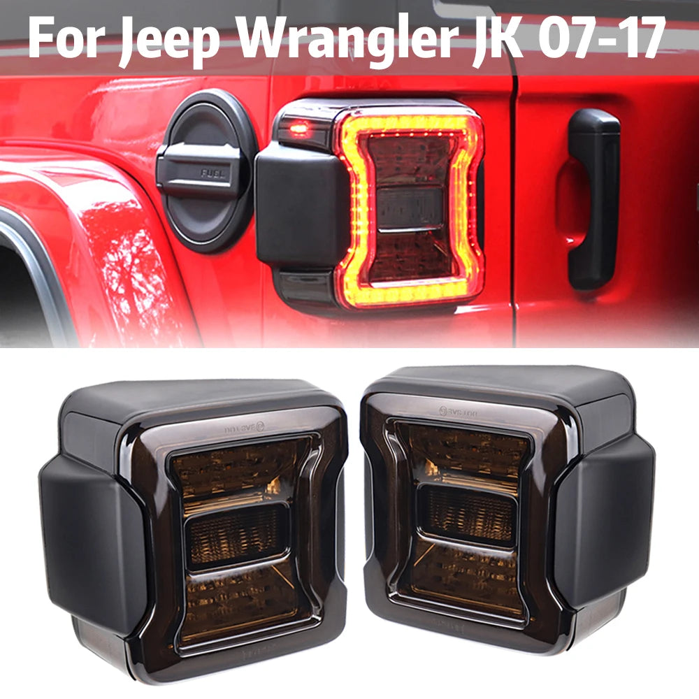 2x For Jeep Wrangler JK 2007-2017 LED Tail Lights Reverse Brake Running Lamp Rear DRL