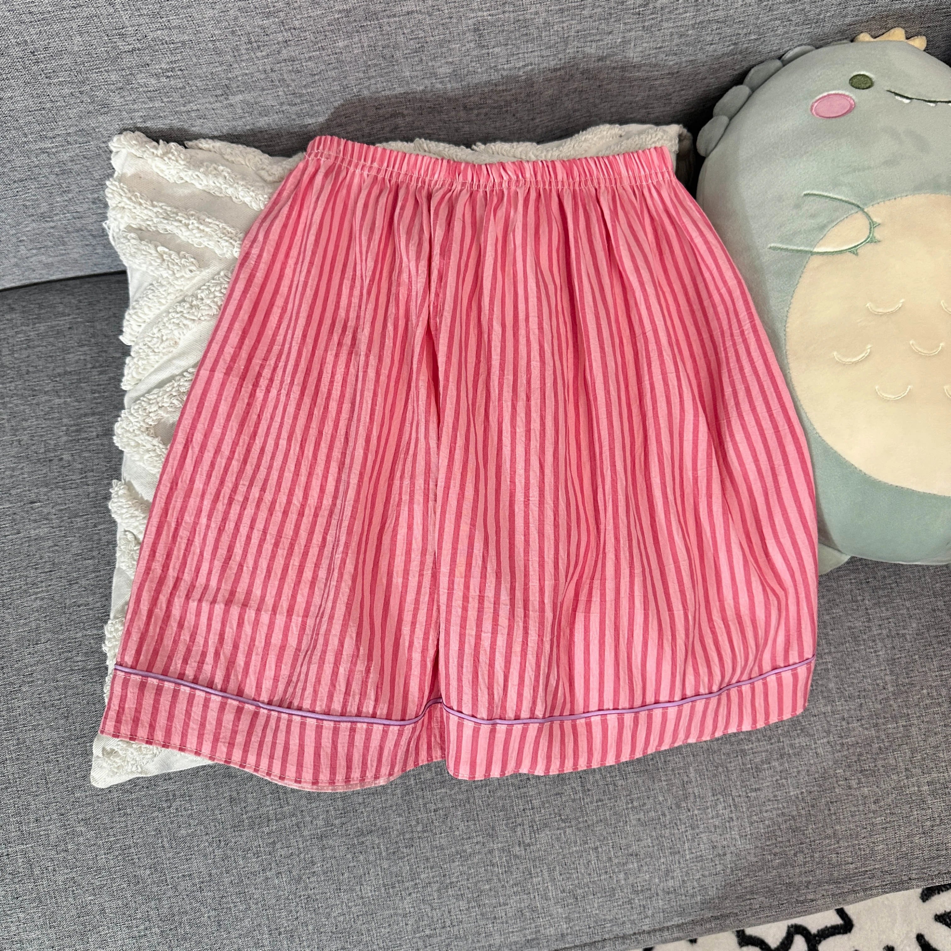 Women's Summer Pajamas, Thin Striped Pattern Short-Sleeved Shorts, Sweet and Cute, Can Be Worn Outside in Summer, Two-Piece Home Wear Set