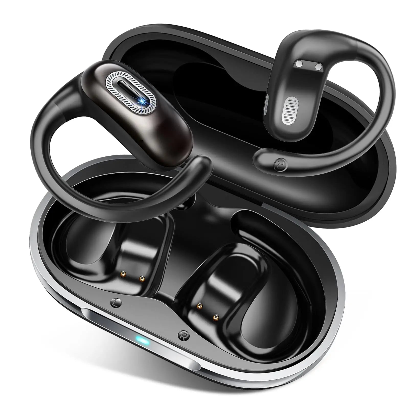 Open Ear Wireless Earbuds Bluetooth 5.4 Headphones 50H Battery Life IPX7 Waterproof Touch Control Running Sport Earphones.