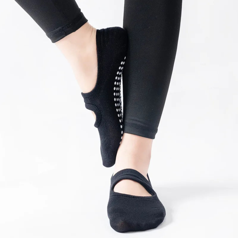 3 Pairs  Women Backless Yoga Socks Non-Slip Pilates Socks Invisible Floor Socks for Aerobics Dance Trampoline Fitness