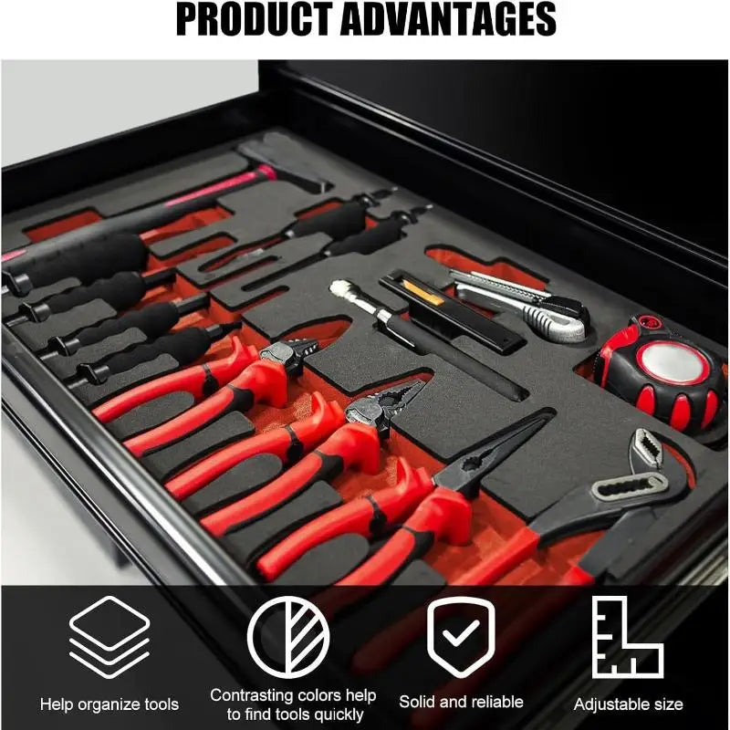 Toolbox Foam Inserts 3Pcs High Density Custom Cut Liner Pads for Tool Box Drawer Storage Protection in Home Workshop Garage