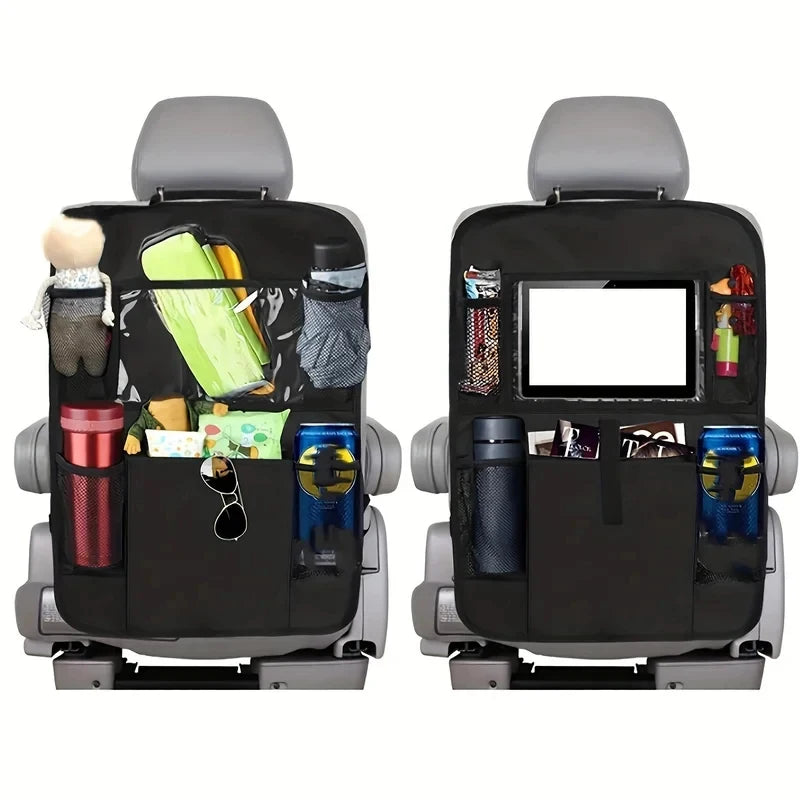 Black Car Backrest Anti-Kick Storage Bag, Car Storage Bag, Seat Back Oxford Cloth Storage Bag, Flat Car Seat Back Bag, 1 PC