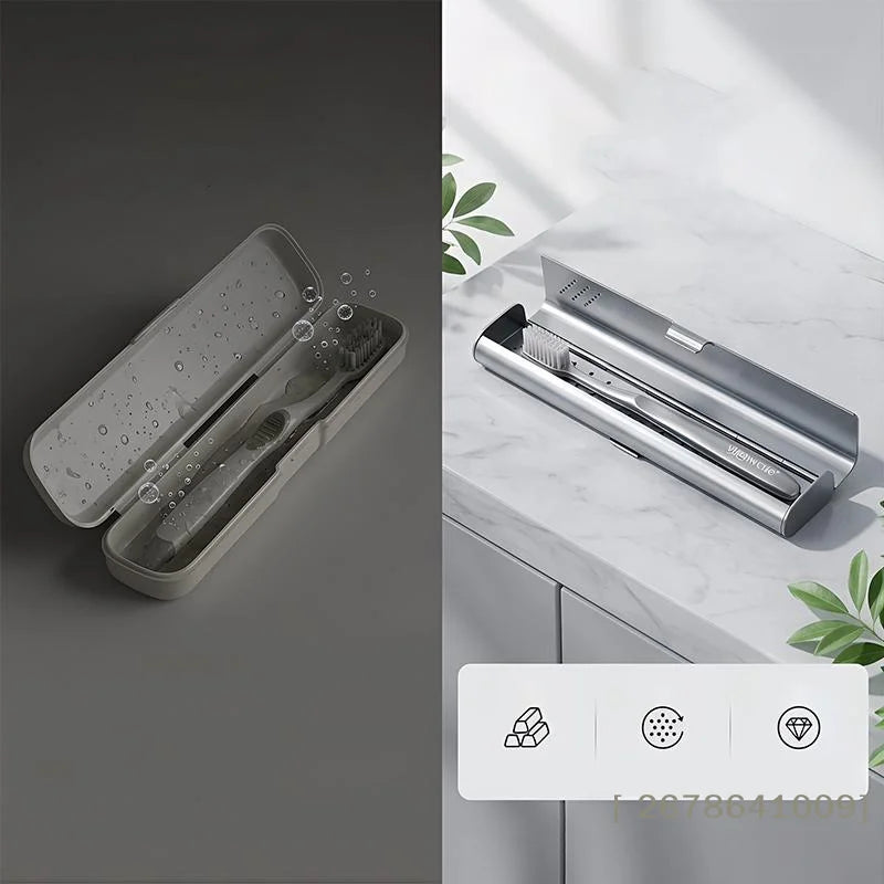 ⚑Empty Aluminum Toothbrush Travel Case, Portable Travel Toothbrush Holder, Durable Manual Tooth Brush Box Container