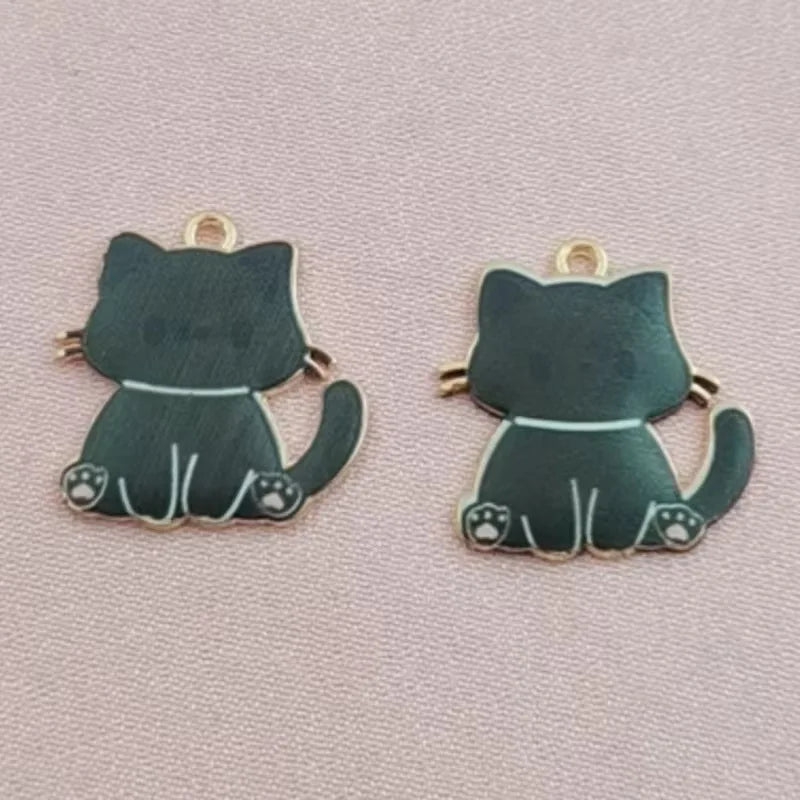 10pcs Cross border Cartoon Cute Alloy Printed Pendant Cat Accessories Animal Accessories Mobile Brooch Pendant Manufacturer