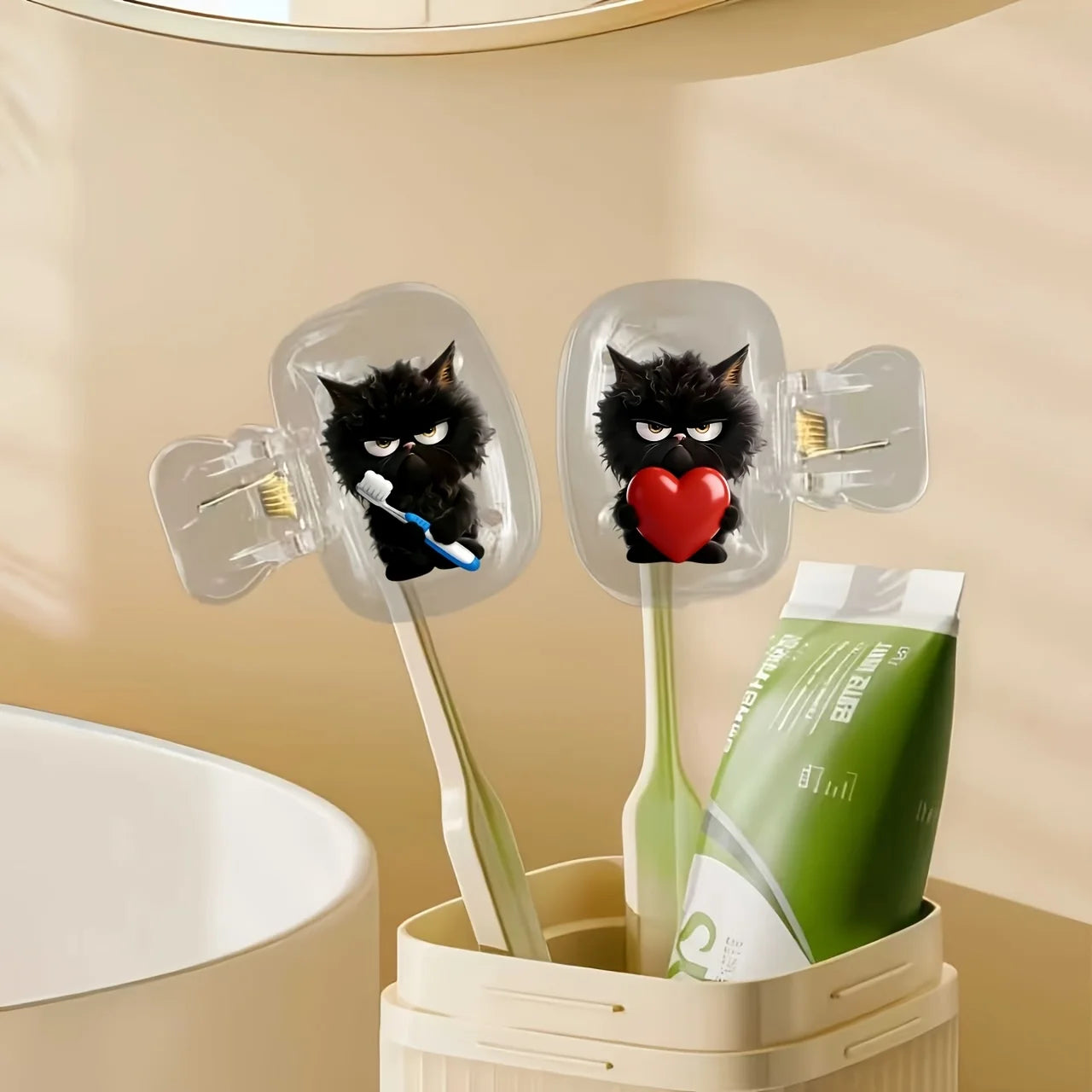 2pcs Cute Black Cat Portable Toothbrush Head Cover Storage Box Toothbrush Protector Rack Storage Box Party Holiday Gifts For Men