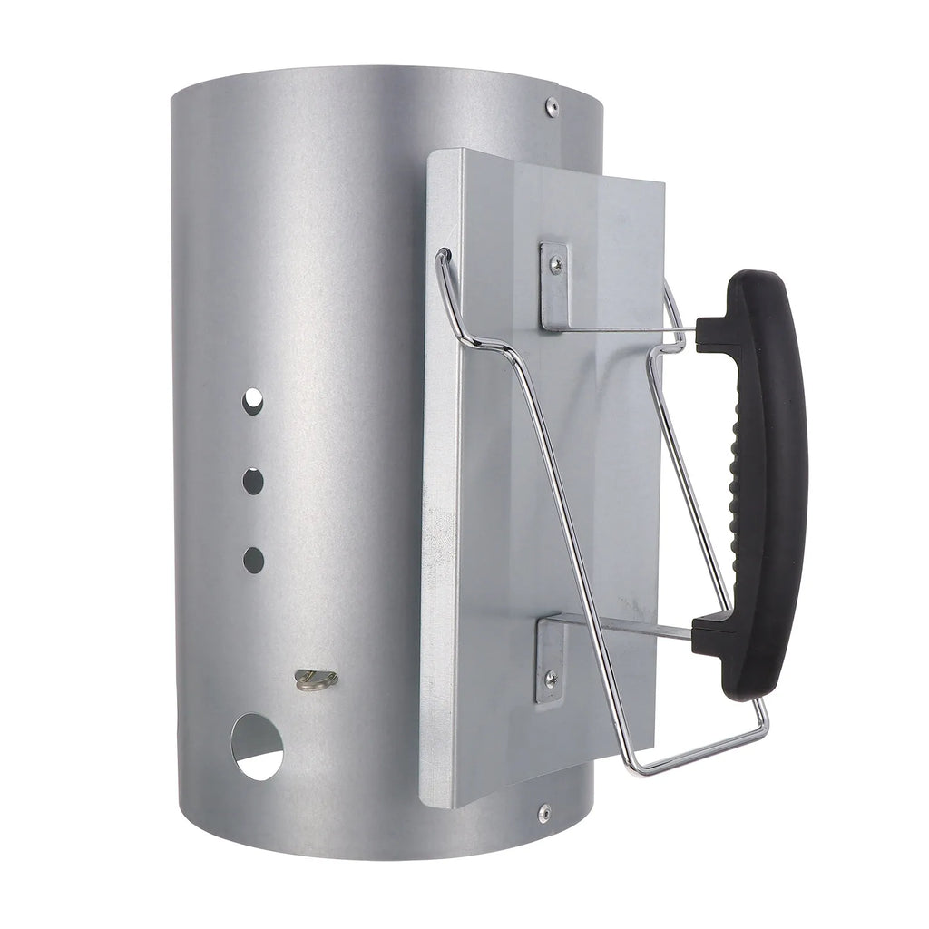 Starter Chimney Barrel with Nylon Heat-Insulated Handle for Outdoor Barbecue Grilling Fast Charcoal Ignition
