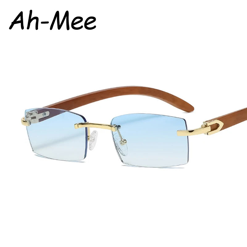 Hiking Camping Sqaure Brand Designer Anti Light Glasses Men Women Wood Frames Rimless Black Eyeglasses Fashion Eyewear UV400