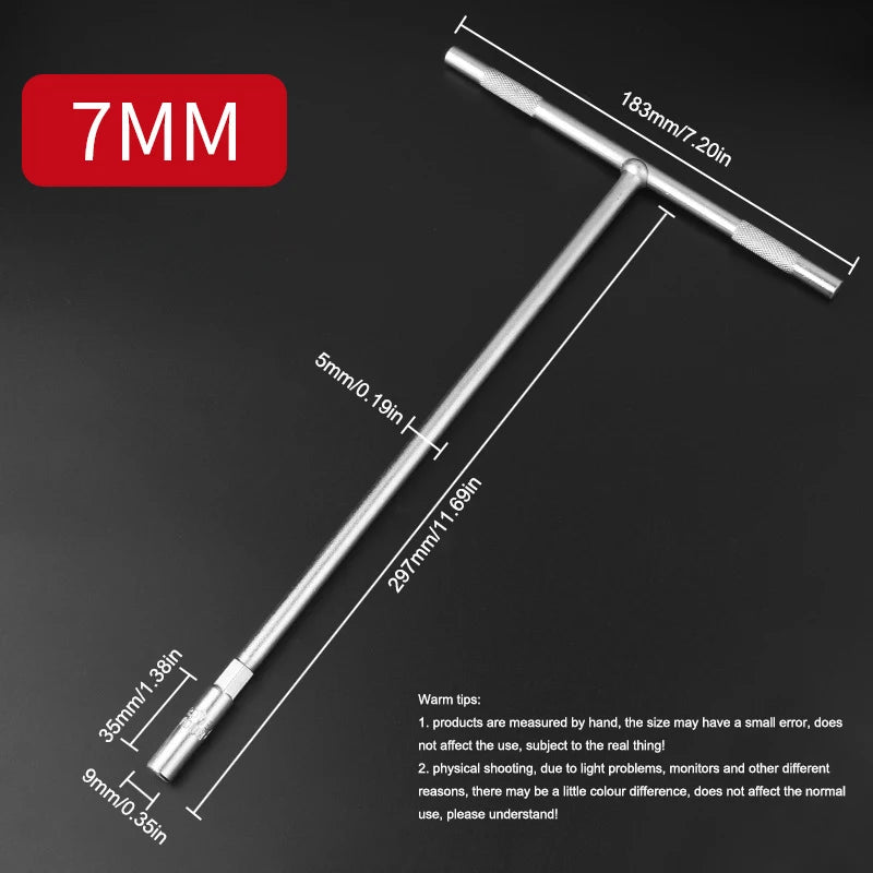 6-19 mm T-Style Socket Wrench Hexagon Nut Key Extended Hex Screwdrivers Automotive Tires Machinery Workshop Repair Hand Tools