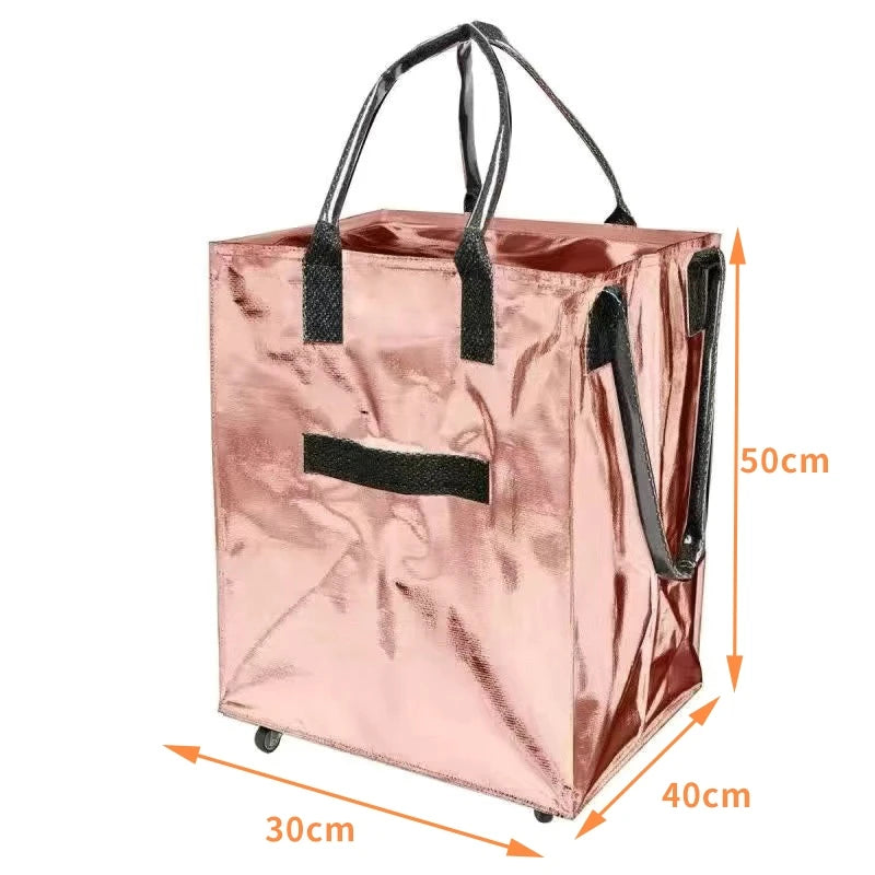 Hulken Detachable Travel Bag with Cover Silent Wheels Stackable Storage Portable Shopping Cart Large Capacity Foldable Shoppi...