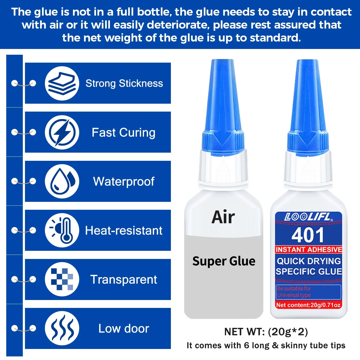 LOOLIFL - Super Plastic Glue, 10 Seconds Bonding, Waterproof, Used for Toy Repair, 3D Printing, Shoe Repair, DIY, Etc.