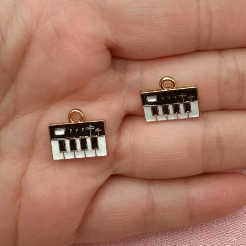 15pcs Alloy Drip Oil Cross border Music Festival Cute Instruments Guitar Notes DIY Accessories Pendant Handmade
